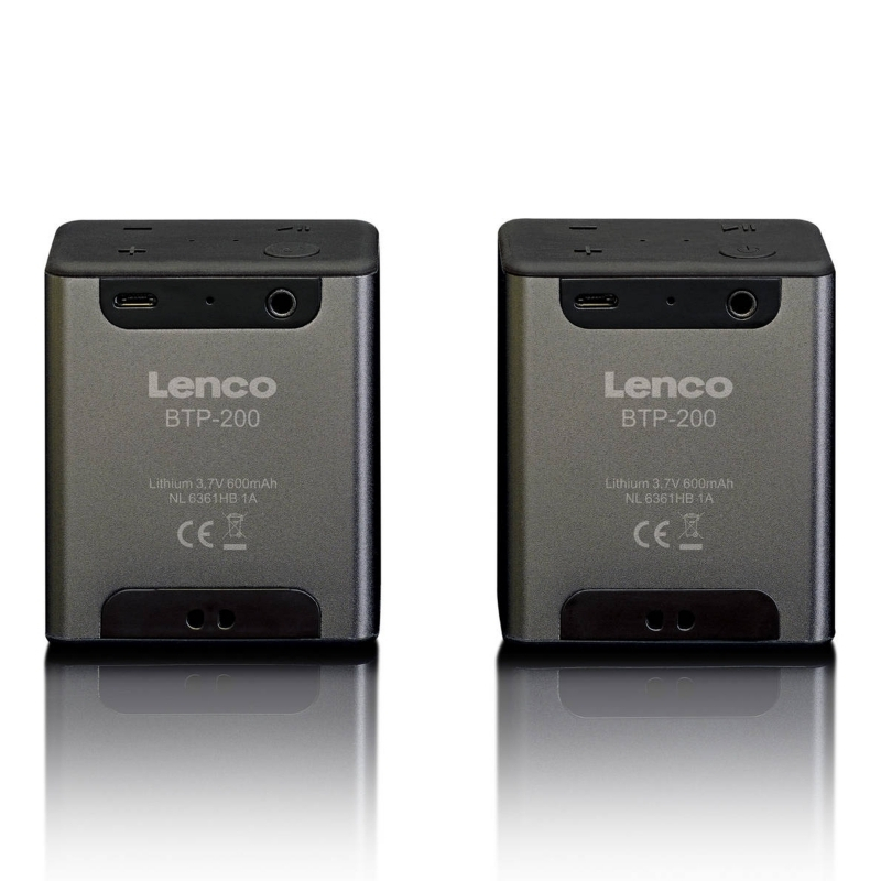 Lenco Altavoz estéreo Bluetooth| 2,5W x 2 altavoces| Hasta 8 horas de autonomía| Indicador LED multicolor| Micrófono integrado| Entradas Micro USB y AUX| Gris — imagen 2