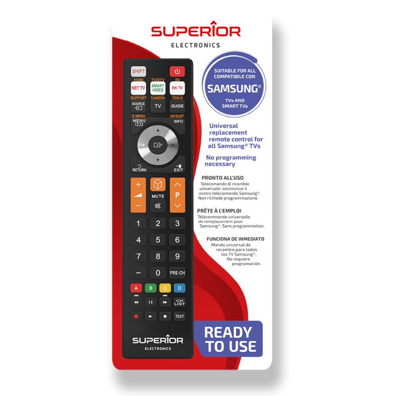 Superior Telemando compatible con todos los televisores Samsung fabricados después del año 2000. Listo para usar: no requiere programación Negro