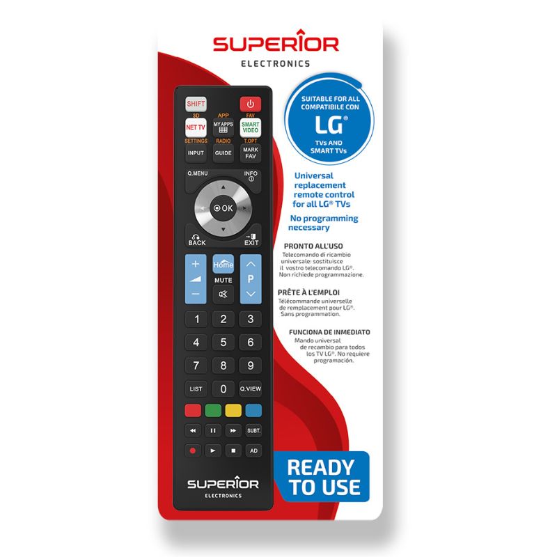 Superior Telemando compatible con todos los televisores LG fabricados después del año 2000. Listo para usar: no requiere programación Negro