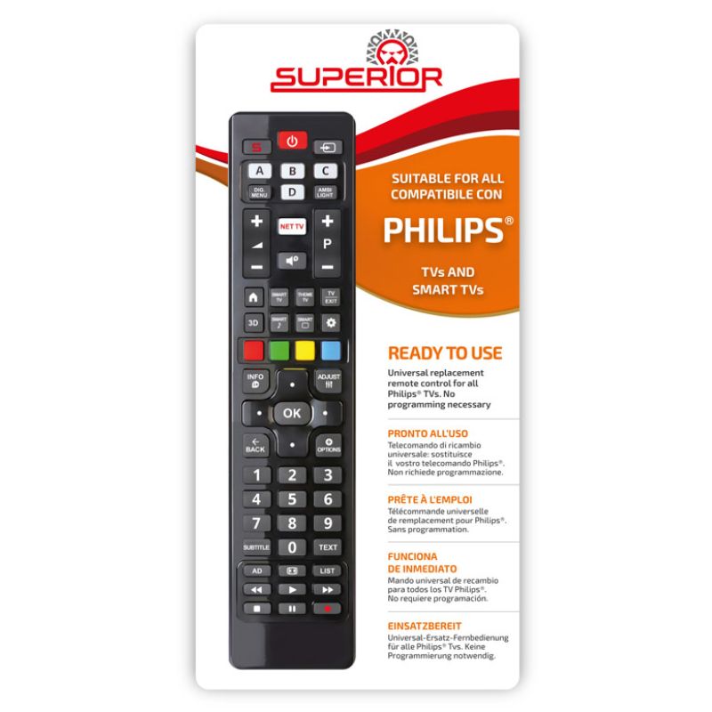 Superior Telemando compatible con todos los televisores Philips Negro