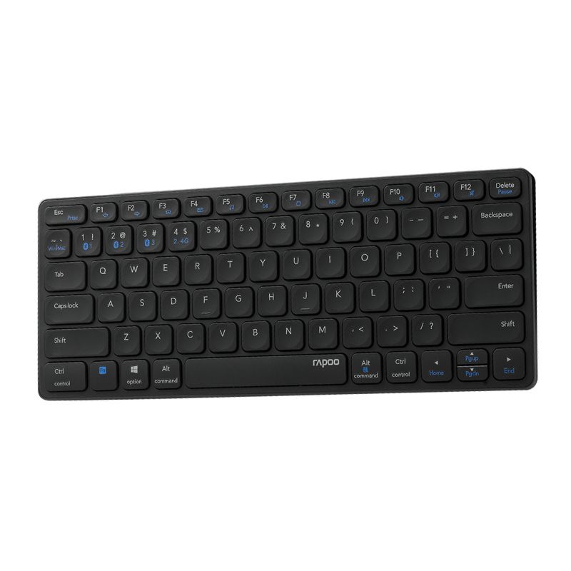 Rapoo E9600M Teclado Multimodo (Bluetooth 5.0 y 2.4 Ghz) Base de aleación de aluminio, Compatible con Mac®, Batería recargable, Diseño ultrafino Negro