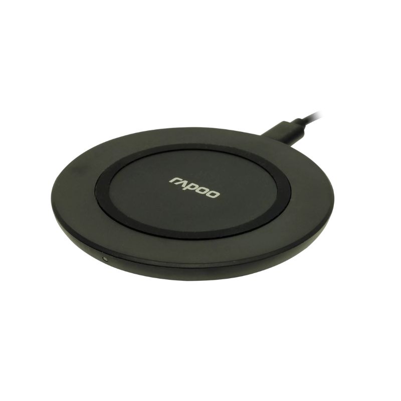 Rapoo Cargador Inalámbrico para Smartphone y Tablet Pad XC140: Carga inalámbrica certificada Qi. Conexiones USB Estándar USB A y USB C (Incluye adaptador de corriente europeo y cargador de pared USB) Negro