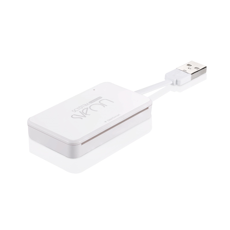 Sveon Mini Lector de tarjetas compatible para DNIe 4.0 y tarjetas inteligentes SLIM. LEDs indicadores: Cumple todos los protocolos y requisitos exigidos por la Administración. Compatible con todos los sistemas operativos actuales