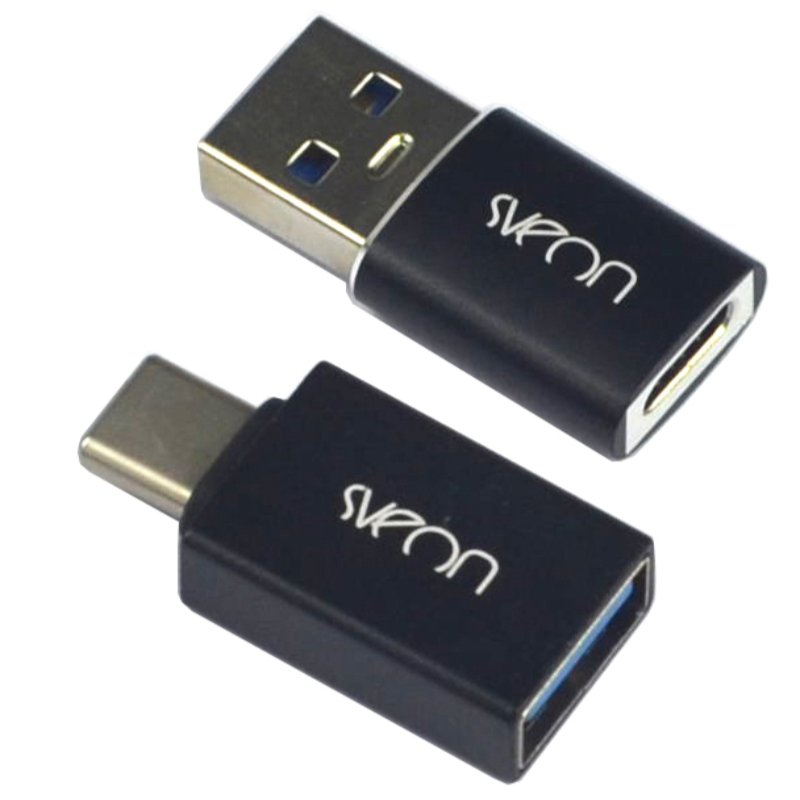 Sveon Kit 2 Adaptadores USB A Macho a USB Type C Hembra y USB Type C Macho a USB A Hembra